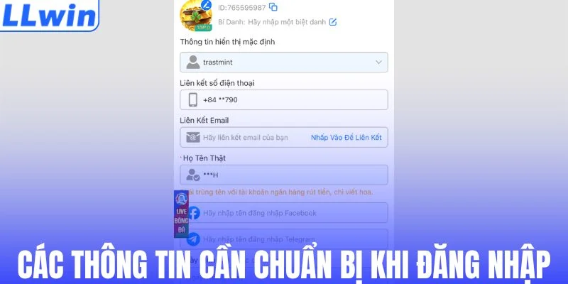 Các thông tin cần chuẩn bị khi đăng nhập
