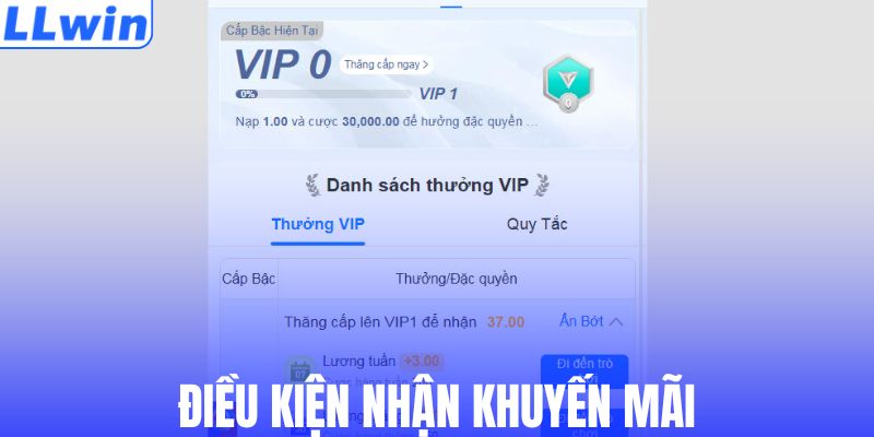 Điều kiện nhận khuyến mãi LLWIN