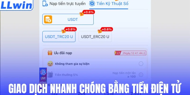 Giao dịch nhanh chóng bằng tiền điện tử