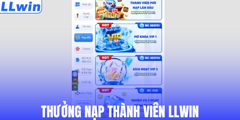 Ưu đãi thưởng nạp thành viên